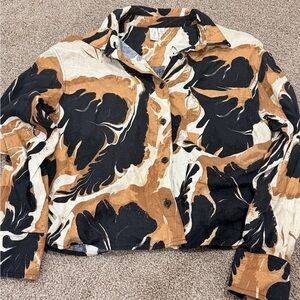 Joie Abstract Leaf Print Button-Up Shirt